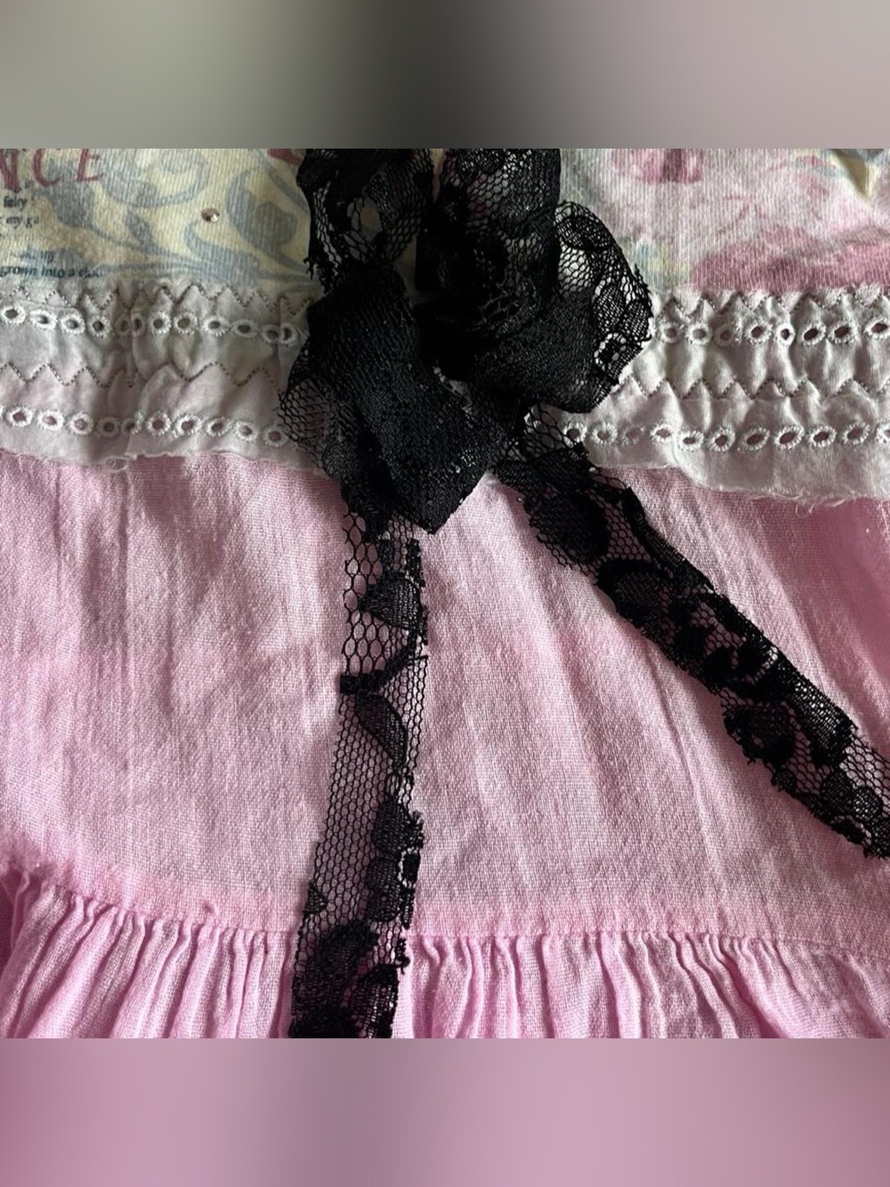 Whimsy Twee 2000s Pink fairy handmade babydoll tank top with lace trim XL - Picture 4 of 8